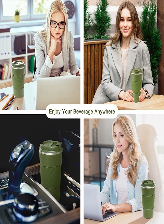 ZOKIXTO New Stainless Steel Vacuum Insulated Travel Tea and Coffee Mug -Insulated Cup for Hot & Cold Drinks, Travel Thermos Flask with Lid. (Green, 510 Ml) - Image 5